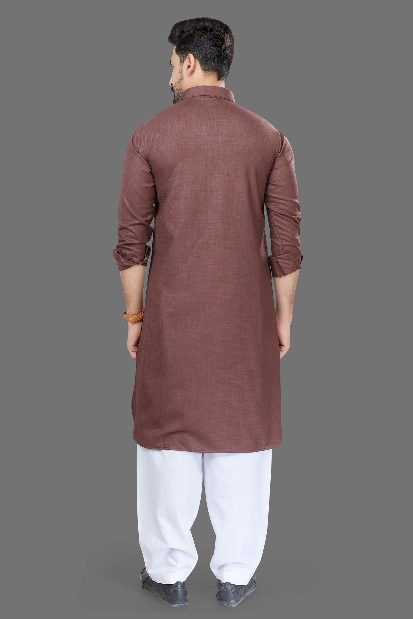 Brown Colour Casual Wear Mens Pathani Kurta Pajama