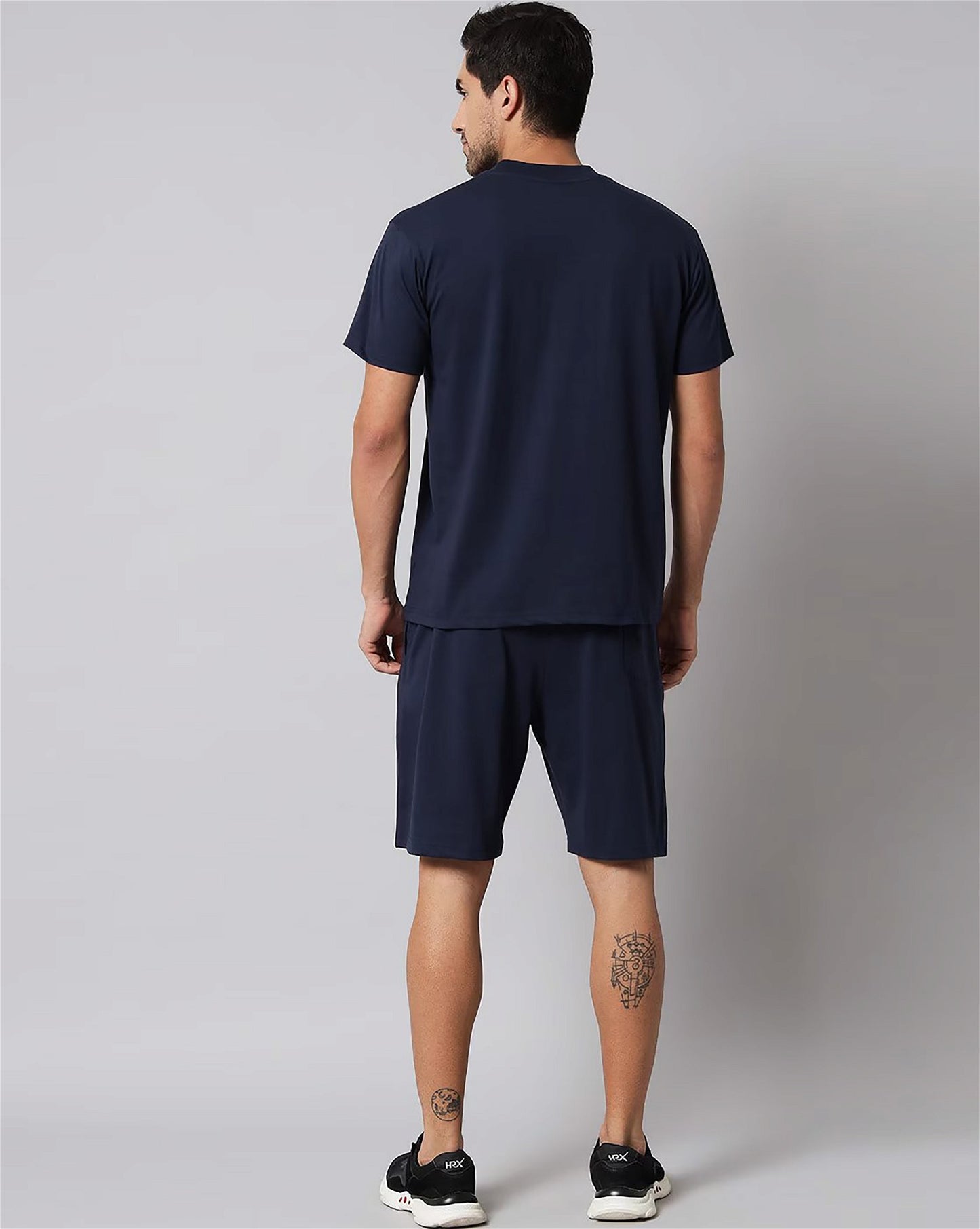 Navy Blue Plain T Shirt Half Sleeve And Shorts With Pocket