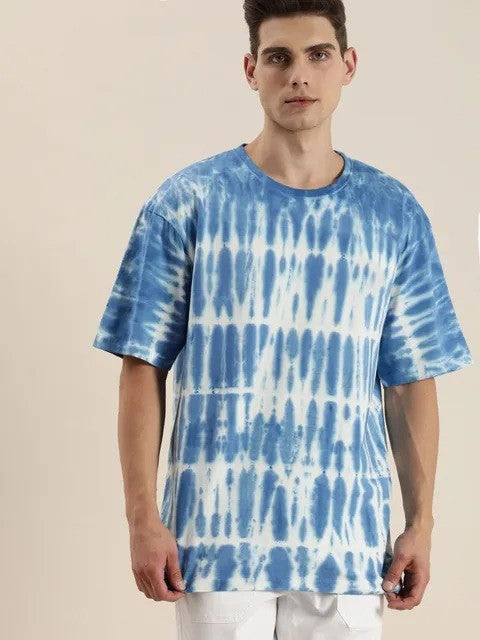 Sky And White  Tie And Die Oversize T-shirt For Men