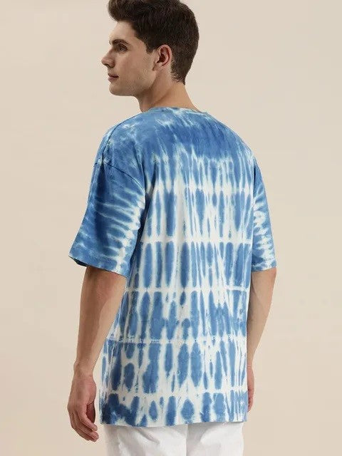 Sky And White  Tie And Die Oversize T-shirt For Men