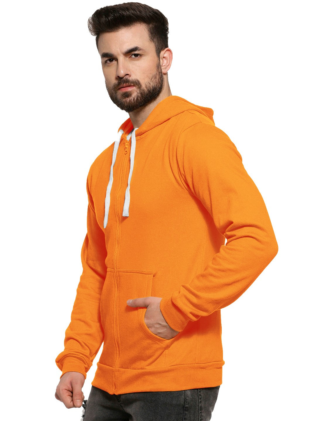 Orange Colour Premium Zip Hoodie For Men