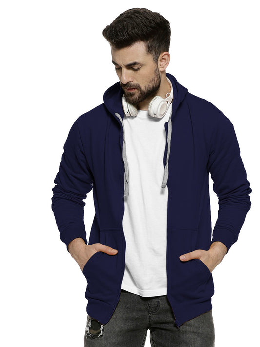 Blue Colour Premium Zip Hoodie For Men