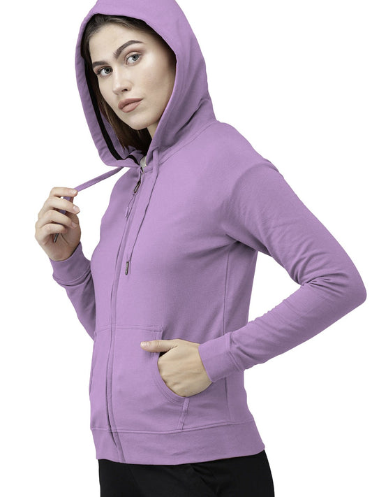 Purple Colour Premium Zip Hoodie For Women's