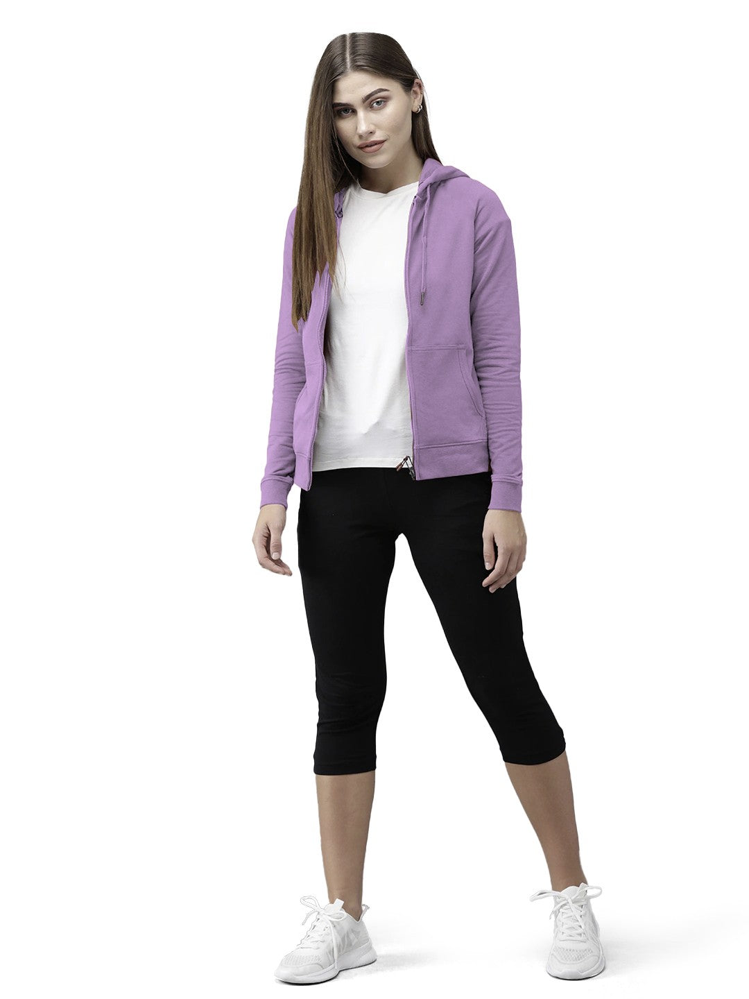 Purple Colour Premium Zip Hoodie For Women's