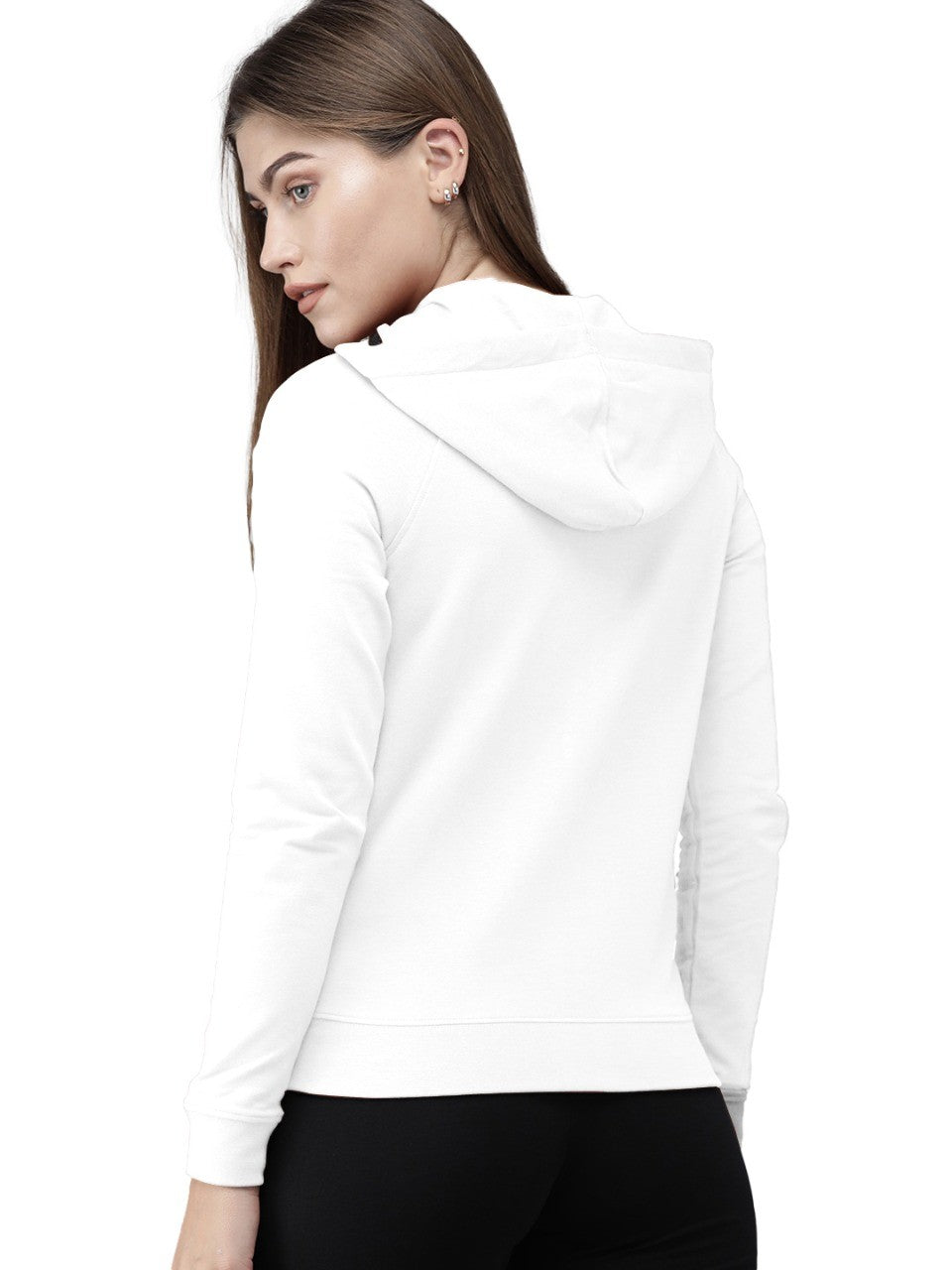White Colour Premium Zip Hoodie For Women's