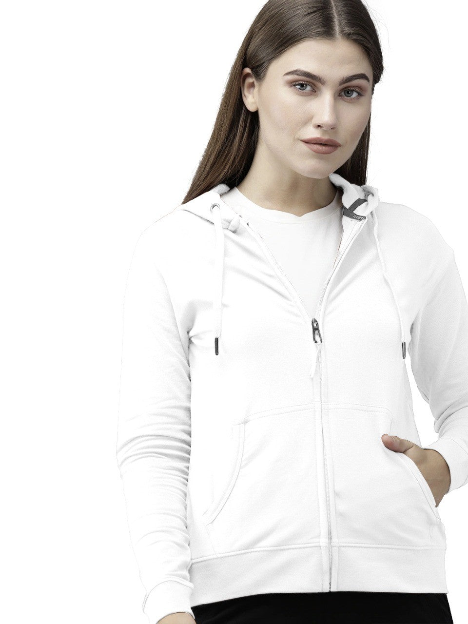 White Colour Premium Zip Hoodie For Women's