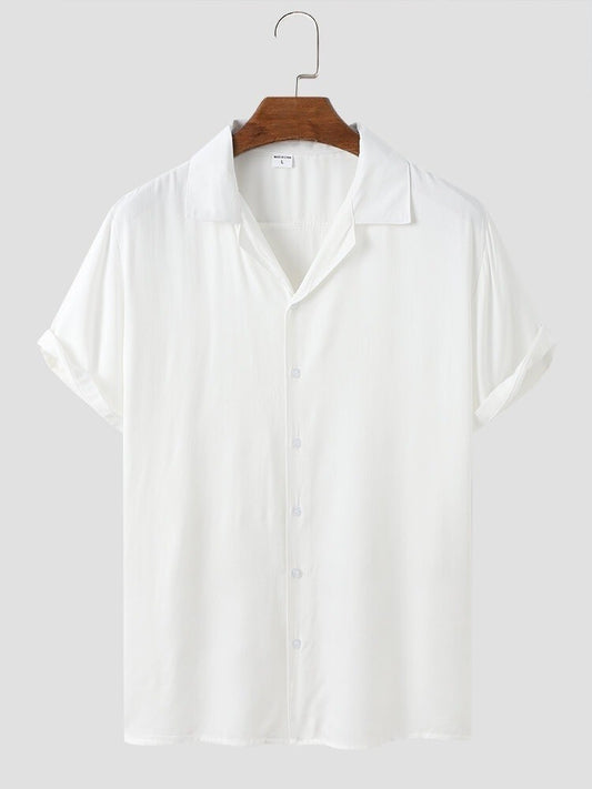 White Colour Men's Casual Wear Cotton Blend Plain Shirt