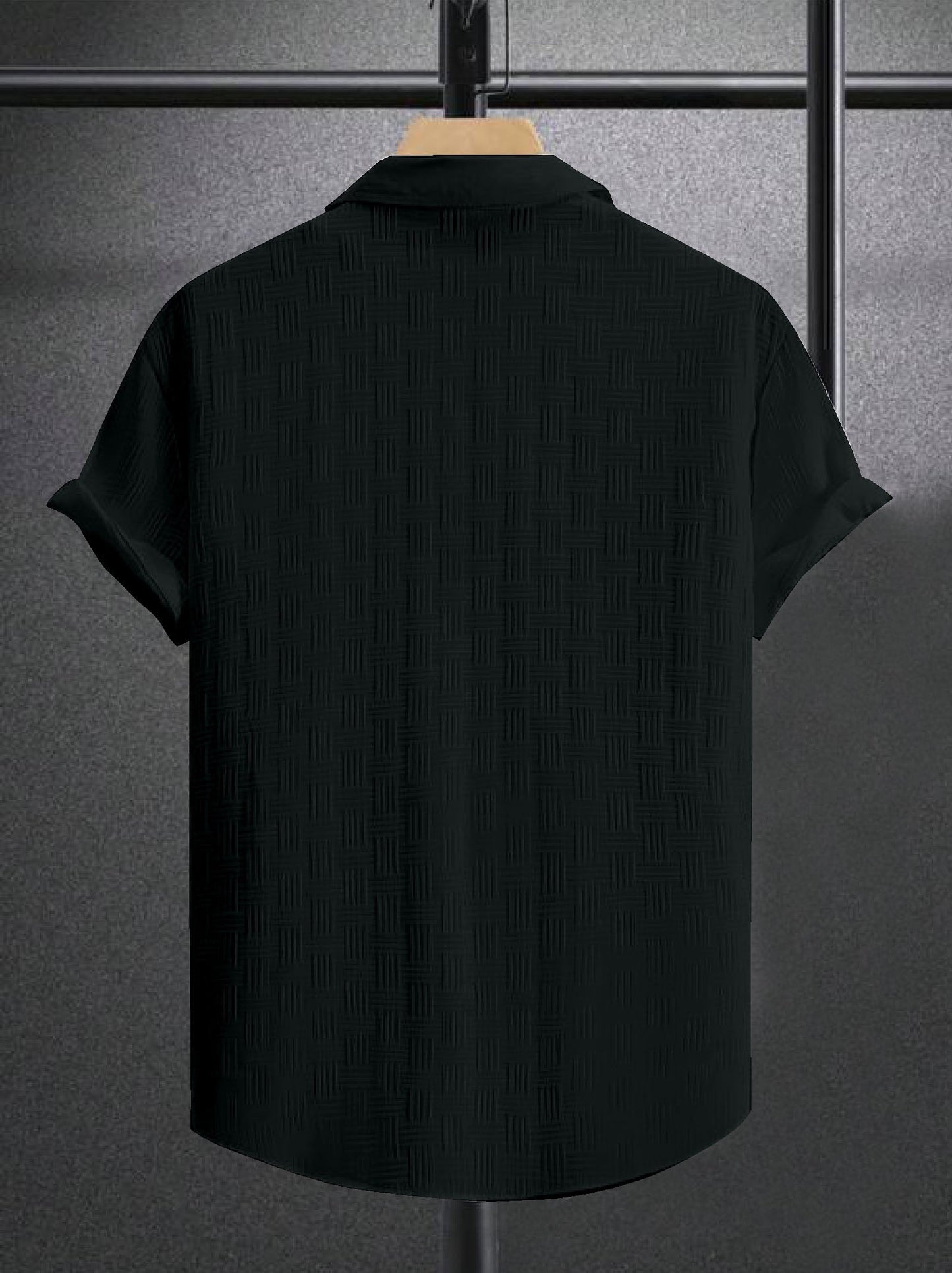 Black Colour Men's Casual Wear Short Sleeve Shirt