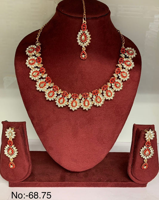 Beautiful Diamond necklace with Mangtikka and Earring