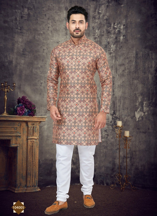 Multi Colour Digital Print Cotton Full Kurta Pajama for Mens