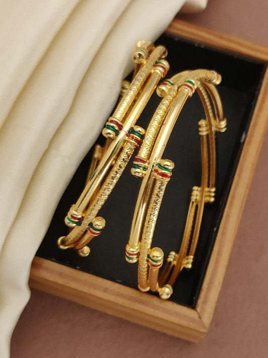 Designer Kalkati Hand Made Mina Work Micro Gold Plated Bangles