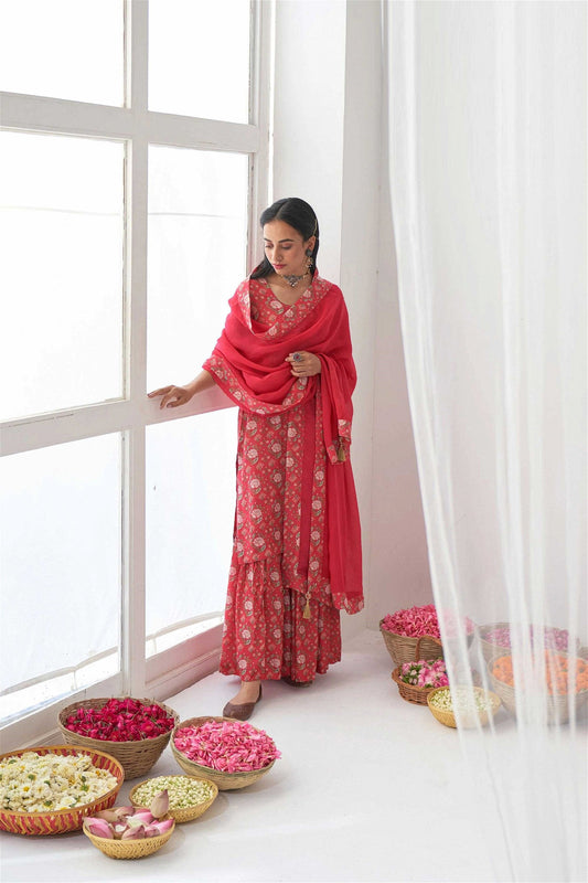 Red Masleen Designer Salwar Suit For Women