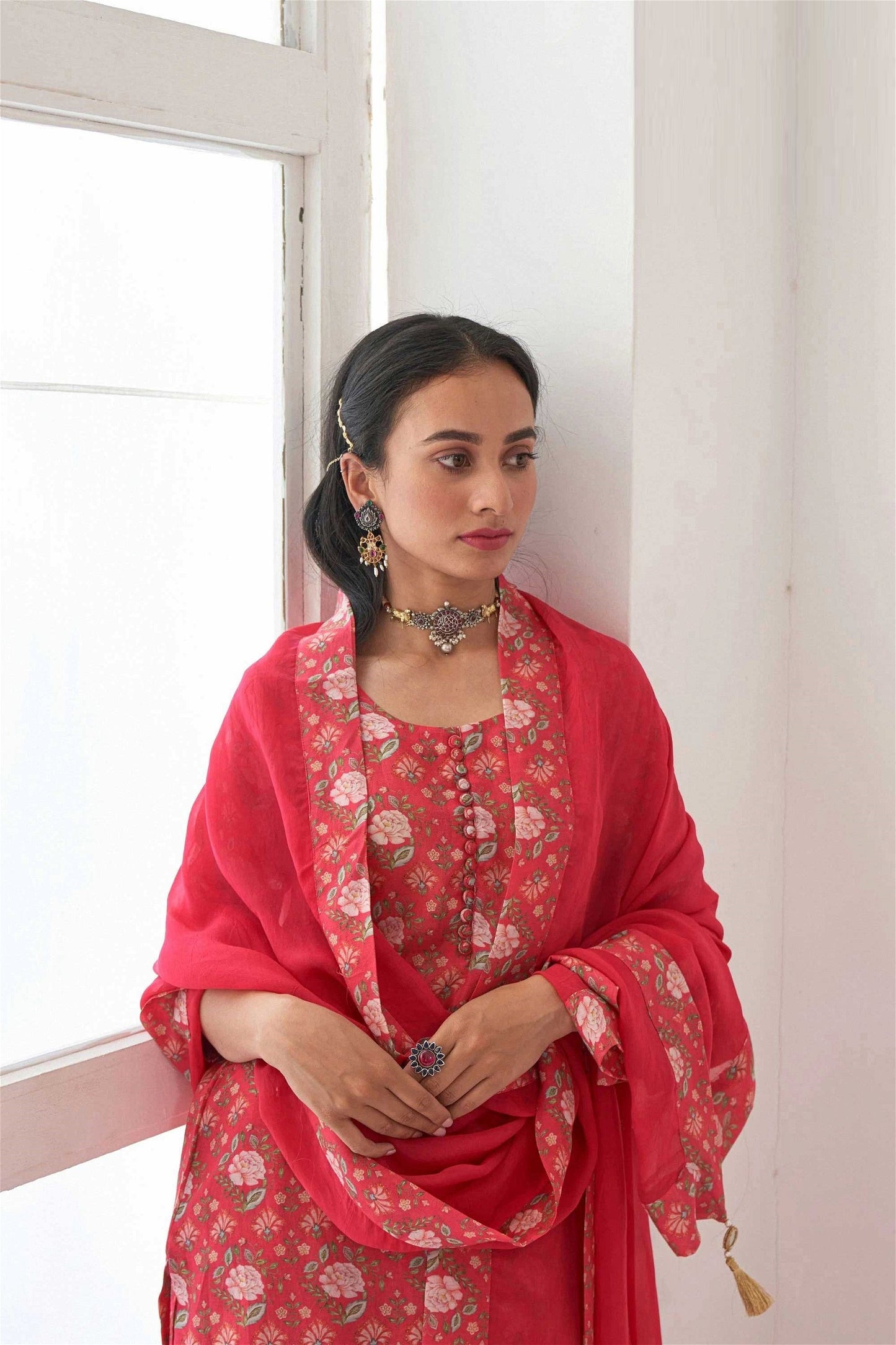 Red Masleen Designer Salwar Suit For Women