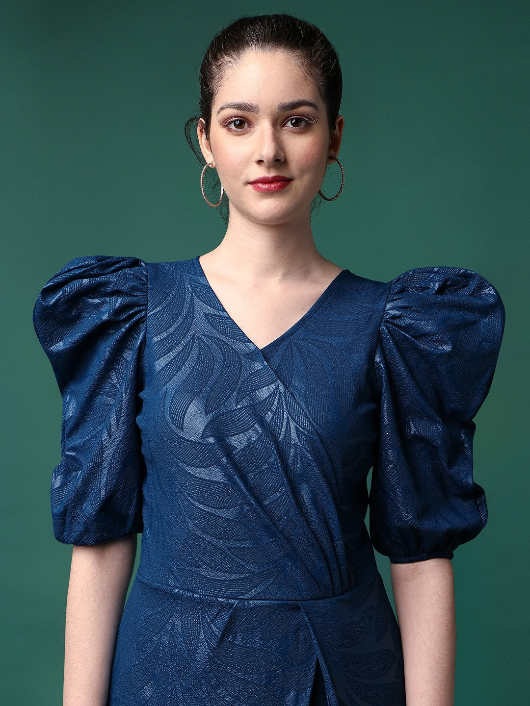 Cotton Lycra Embossed Print Western Dress