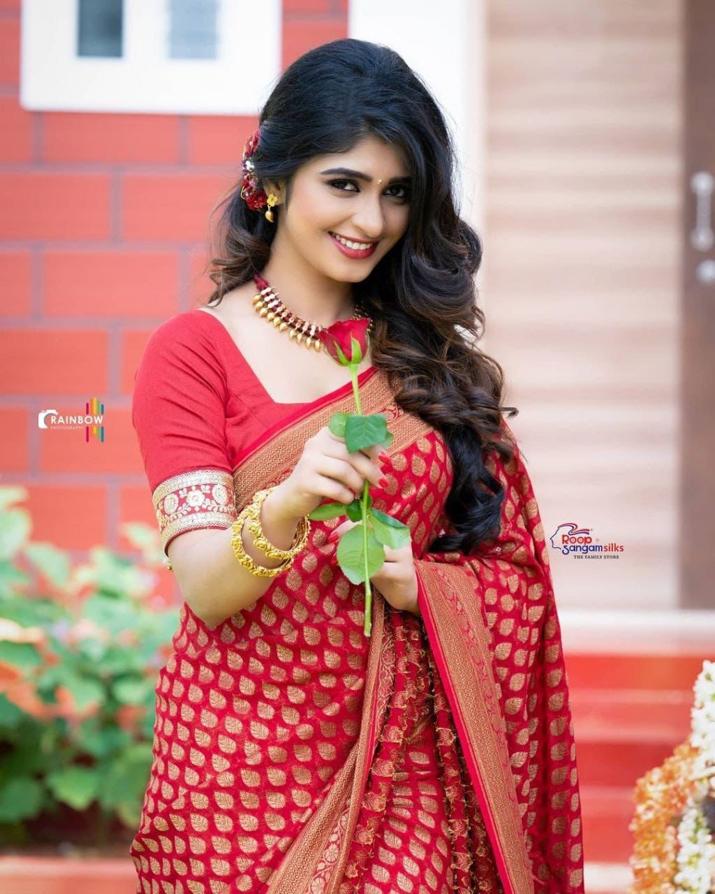 Beautiful Soft Lichi Silk Red saree