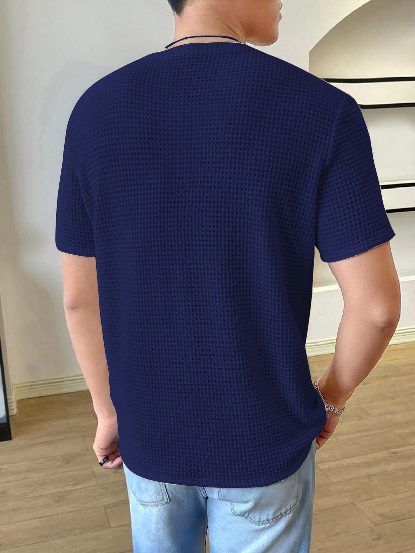 Blue Manfinity Hypemode Men Solid T-shirt