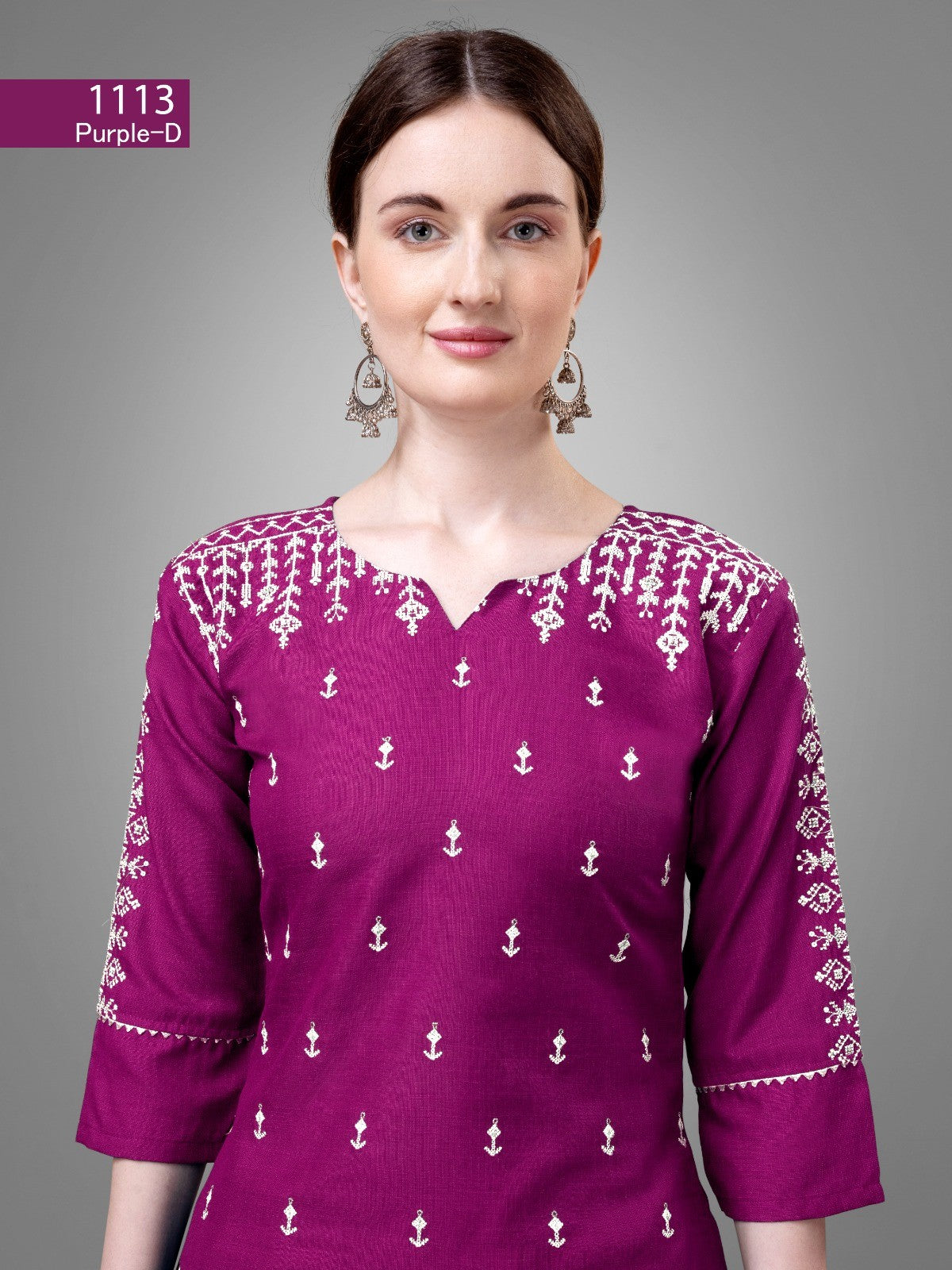 Purple  Cotton Blend Readymade Salwar Suit