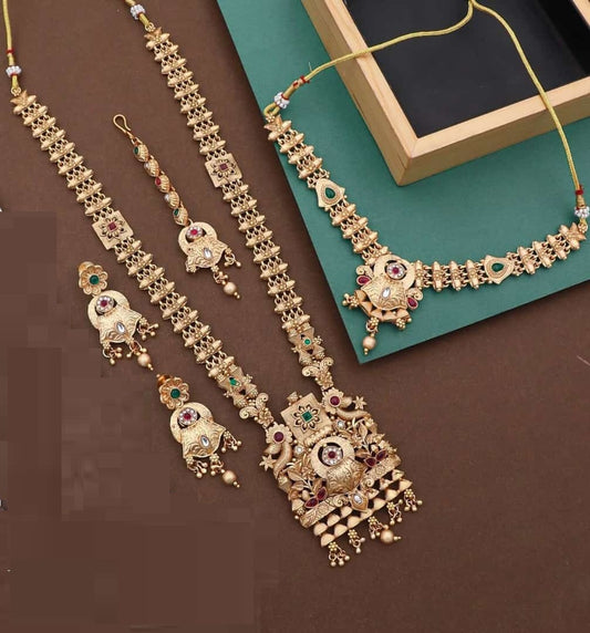 Party Wear Golden Gold Plated Necklace Set