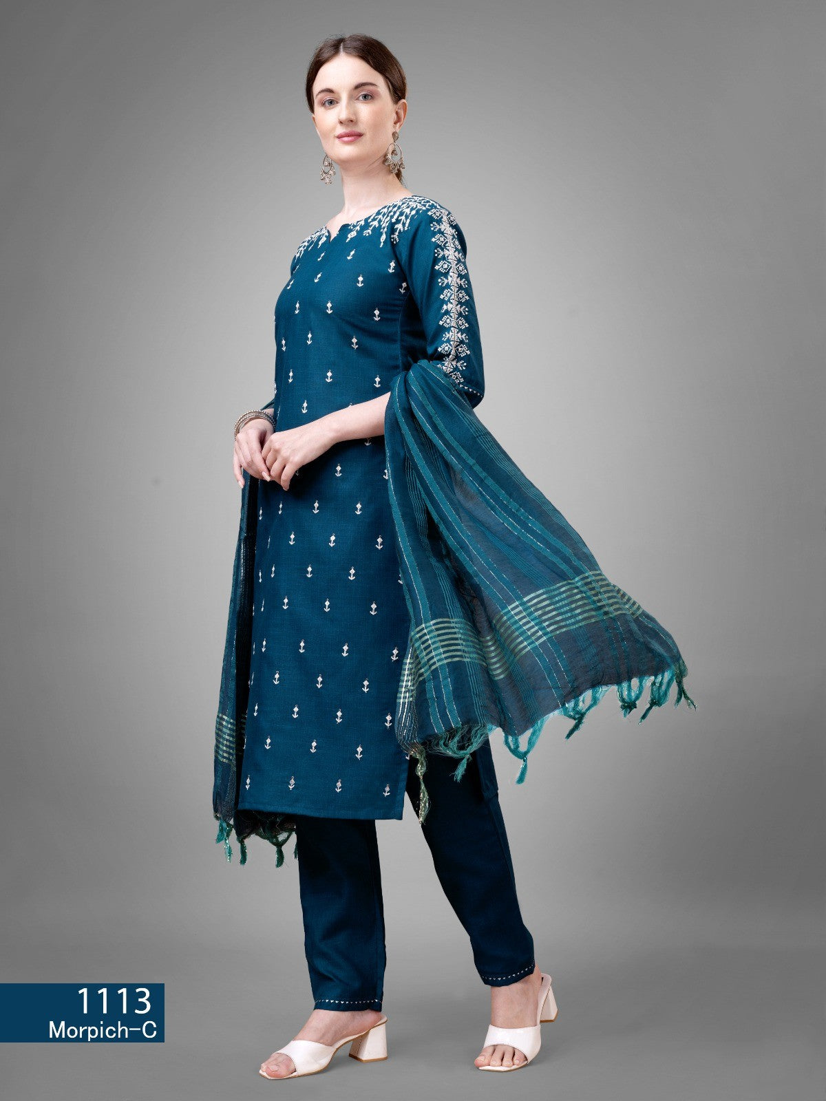 Morpeach Cotton Blend Readymade Salwar Suit